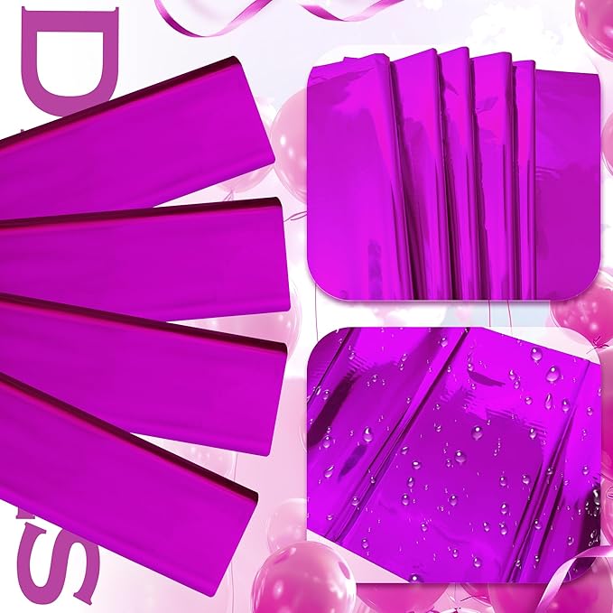 2pcs Fuchsia Red Foil Tablecloth 54 * 72 Inch Plastic Baby Shower Birthday Party Table Cloths Disposable Waterproof Table Cover for Anniversary Bridal Shower Wedding Party Supplies