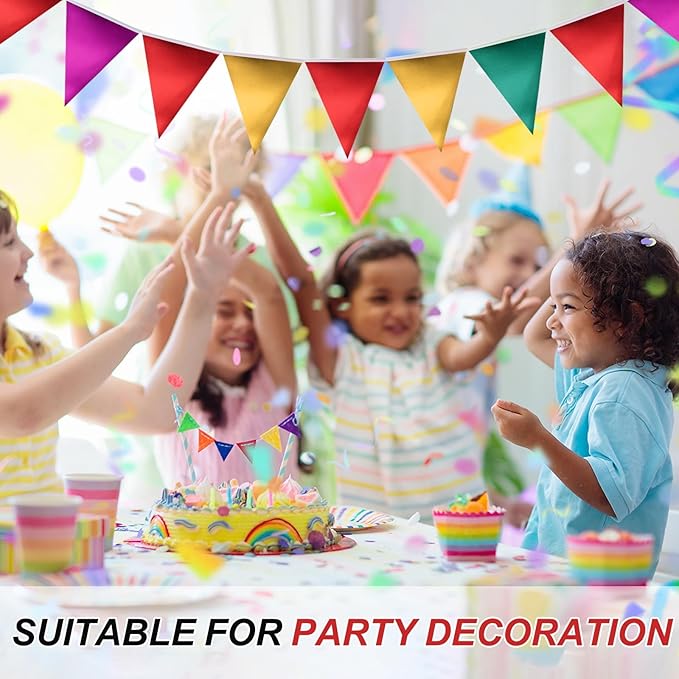 PATIKIL Pennant Banner Flags 33 Ft, 36 Pcs Colorful Triangle Banners Party Banner Bunting Garland String for Graduation Birthday Wedding Outdoor Decoration, Black/Gold/Silver