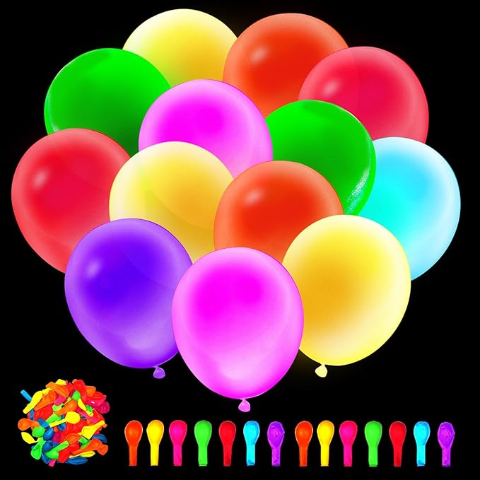 105pcs UV Neon Balloons 12inch Glow Party UV Black Light Balloons, Glow in the Dark for Birthday, Graduation, Baby Shower,Wedding, Anniversary Valentines Party Decorations