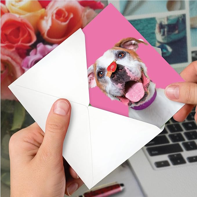 NobleWorks - Birthday Greeting Card with 5 x 7 Inch Envelope (1 Card), Fun Animal Bday Celebration - Heart Dogs C9161GBDG