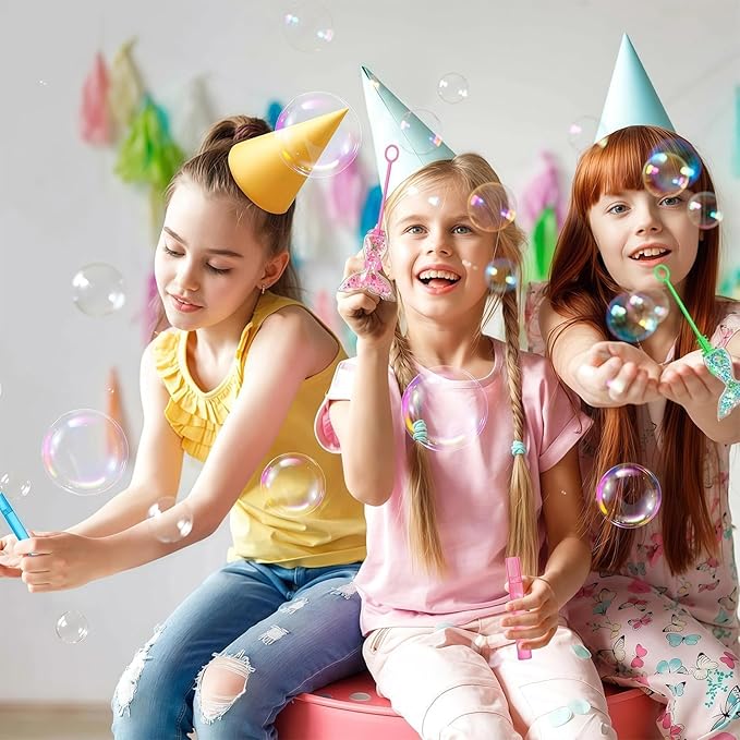 AFZMON 24Pcs Mermaid Party Favors Bubble Wands for Kids, Glitter Mermaid Tail Mini Bubbles Birthday Gift Toy Goodie Bag Stuffers Classroom Prizes Wedding Party Supplies Decorations