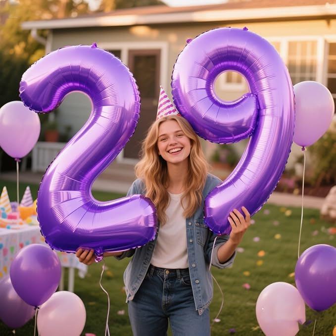 40 Inch Balloon Number 2 Purple Big Foil Helium Balloons Giant Mylar Number 2nd for 12 20 22st Birthday Anniversary Party Decorations Supplies