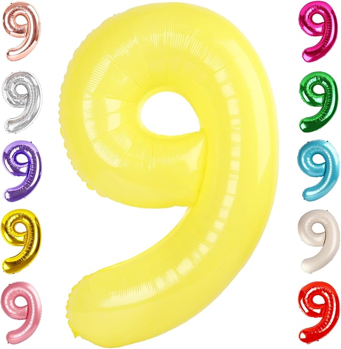 40 Inch Yellow Numbers 9 Balloon, Balloons Decorations for 9 19 90 Birthday Party, Engagement, Wedding, Graduations, Photo Shoot Supplies