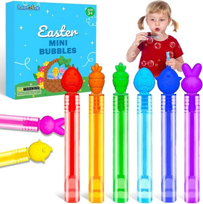 36 Pack Easter Basket Goodie Bag Stuffers Fillers for Toddlers, Mini Spring Bunny Egg Bubbles Toys Gifts Prize for Kids, Easter Party Favor Supplies for Boy Girl, Small Non Candy Classroom Treat Stuff
