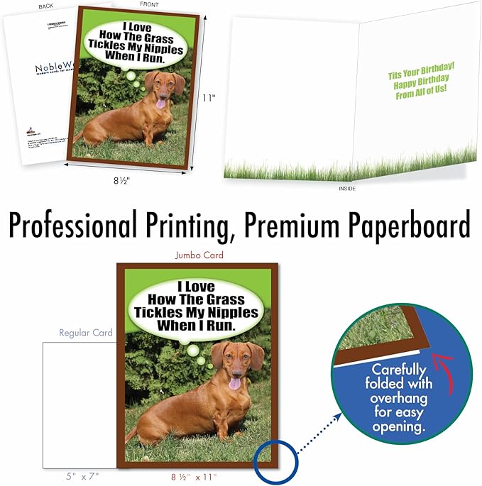 NobleWorks Jumbo Humorous Birthday Greeting Card From Us 8.5 x 11 Inch with Envelope (1 Pack) Large Jumbo Bday Tickle J2069BDG-US