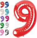 40 Inch Big Red 9 Balloon Number, Jumbo Giant Happy 9th 19 29 39 49 99 Birthday Party Decorations, Large Nine Mylar Foil Anniversary Birthday Party Engagement Decorations