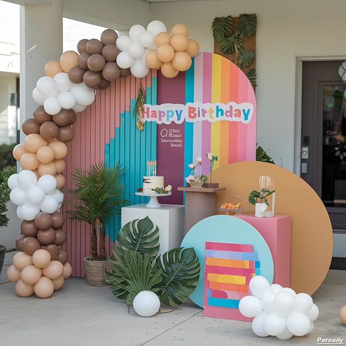 Brown White Balloons Garland Kit, 120pcs Brown and White Balloon Arch Kit With Leopard Foil Balloon Different Sizes For Jungle Safari Forest Themed Birthday Baby Shower Island Party Wedding Decor