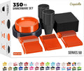350 Pcs Orange & Black Plastic Plates For Party, Orange & Black Disposable Plates Set, 50 Of Each 9" Dinner Plate Set, 7" Dessert Plate, Cups, Napkins & Cutlery Plastic Dinnerware Set Exquisite