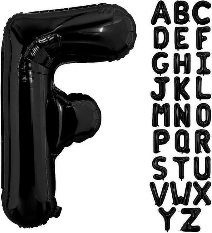 Black Letter F Balloons, 40 Inch Alphabet F Letter Balloons Foil Mylar Big Letter Balloons for Birthday Party Anniversary New Year Graduation Wedding Decorations
