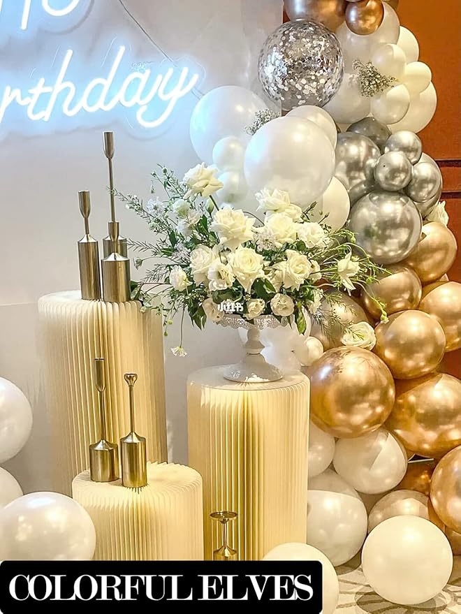 12 Inch 100Pcs Metallic Chrome Champagne Gold Balloons Latex Helium Shiny Thicken Balloon for Birthday Party Wedding Decorations