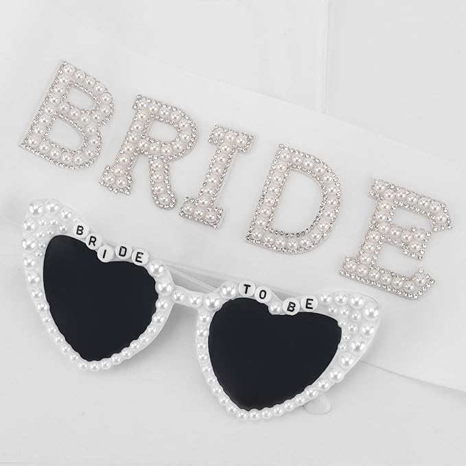 Chanaco Bride to Be Sash and Sunglasses Bachelorette Party Decorations Bridal Shower Favors White Heart Glasses Wedding Accessories Engagement Gifts