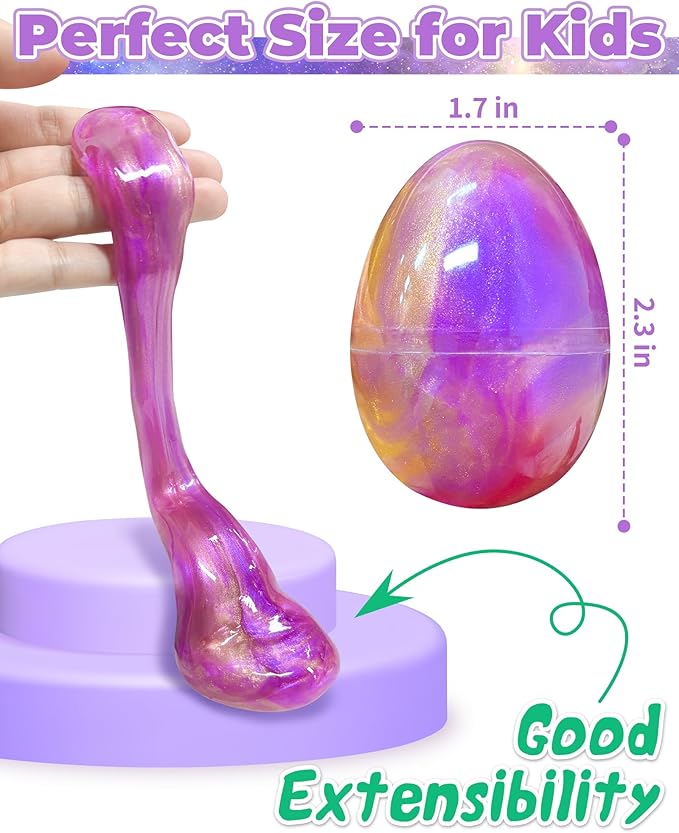 Greingways 5 Pack Prefilled Easter Eggs Galaxy Slime Toys, Teens Easters Basket Stuffers Egg Fillers, Easter Games Gift Party Favors Filled Egg for Kids Boys Girls Toddlers (Pink+Purple+Gold)