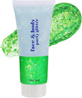 Go Ho Light Green Face Body Glitter,St Patricks Day Accessories - Sparkly Face Hair Glitter Makeup,Green Face Paint,Holographic Chunky Sequins Glitters for Eye Lip Hair