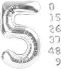 Balloon Numbers 40 Inch 5 Ballon for 5th Birthday Decorations, 15 25 35 50 Big Silver Number Balloons for Wedding Photo Shoot Party Decor