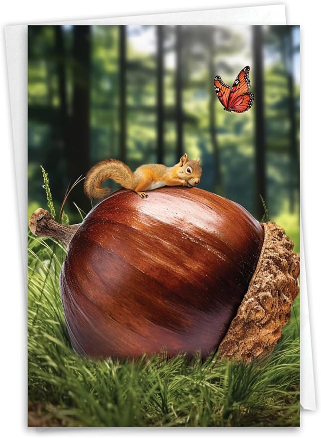 NobleWorks, Funny Birthday Greeting Card with 5 x 7 Inch Envelope (1 Card) Bday Big Nut C10834BDG