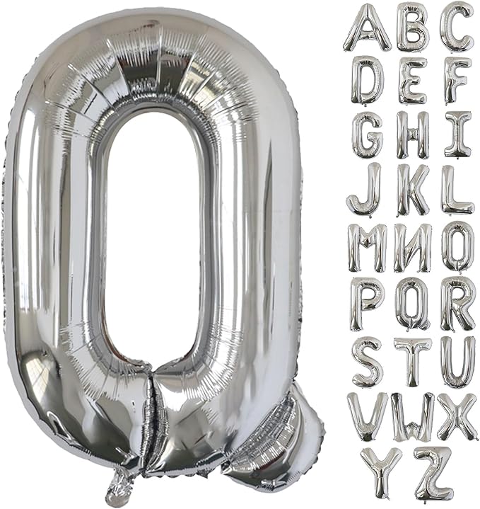 KALOR 40 Inch Silver Letter Q Balloons Jumbo Foil Mylar Helium Big Balloons for Birthday Party Anniversary Baby Shower Supplies