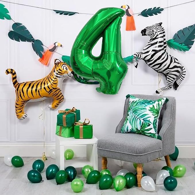 Number Balloons Green Party Balloon - Giant Number 4 Balloon, 40 Inch Large Balloon for St. Patrick's Day Games Theme Birthday Decoration, Girls Boys Party Supplies