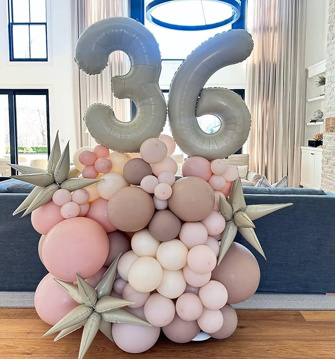 Cream Number 2 Balloon 40 Inch, 2nd Birthday Decoration for Toddlers Girls Boys, Sparkling 2 Number Balloon Party Decor