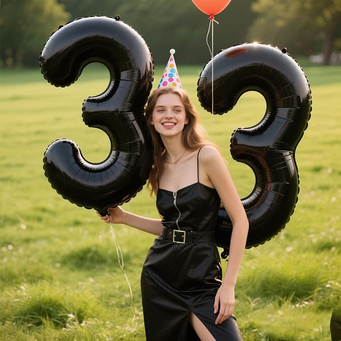 40 Inch Black Foil Balloons Number 3,Foil Mylar Big Number Balloons Huge Number Balloons for 3rd Birthday Party Supplies Anniversary Decorations