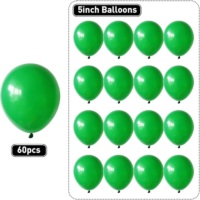Dark Green Balloons 60pcs 5inch Small Deep Green Latex Balloon for Balloon Garland Arch 5'' Round Mini Dark Green Balloons for Birthday Party Decoration DIY Christmas Tropical Jungle Safari Woodland