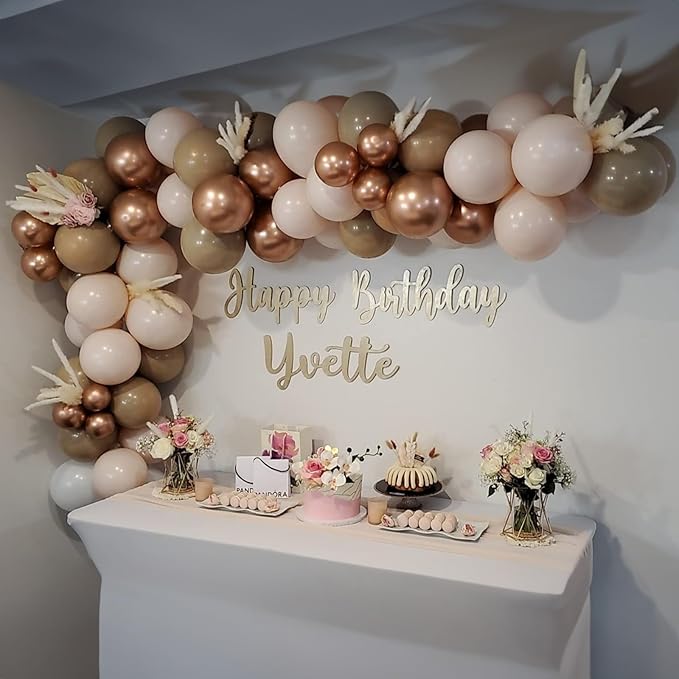Boho Balloon Arch Double Stuffed Blush Nude Rose Gold Boho Balloon Garland Kit Rosegold Beige Peach Brown Cream Latex Balloons for Baby Bridal Shower Engagement Birthday Wedding Boho Party Decorations