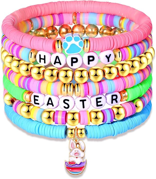 Surfer Heishi Bracelets for Women Stackable Rainbow Vinyl Disc Clay Beaded Stretch Bracelets Elastic Layering Friendship Bracelets Boho Summer Beach Jewelry