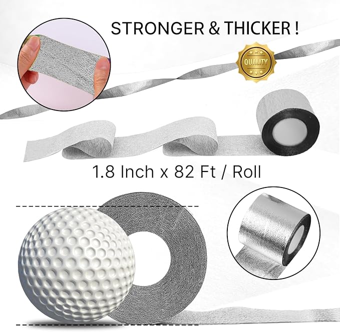 PartyWoo Crepe Paper Streamers 4 Rolls 328ft, Pack of Silver Foil Party Streamers, Party Streamers for Birthday Party Decorations, New Year's Eve Decorations, Wedding Decorations (1.8 In x 82 Ft/Roll)