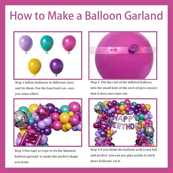 167PCS Purple Pink Teal K-Pop Music Themed Birthday Decorations with HAPPY BIRTHDAY &Musical Symbols & Disco Star & Guitar Foil Balloons for Kpop Music Girls Fans Birthday Party Grad Prom Decoration