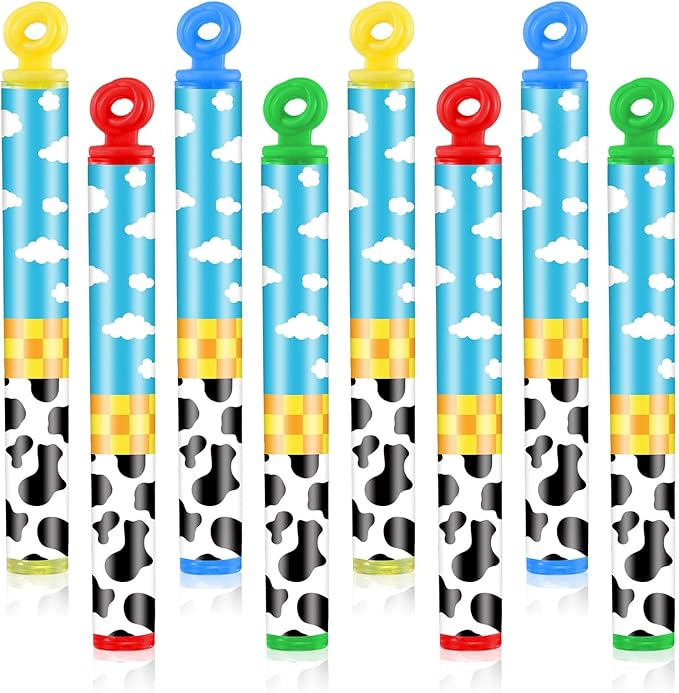 32 Pcs Story Party Favors Bubble Wands Blue Sky White Clouds and Cow Print Bubble Wand Party Favors for Adult Summer Activity Birthday Prizes Goodie Bag Stuffers Gifts Wedding Supplies