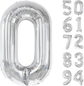 Silver Number Balloon 40 Inch, 0 Number Balloons, 10 20 30 40 50 Numbers Balloon Birthday Decorations, Silver Party Supplies for Women Men