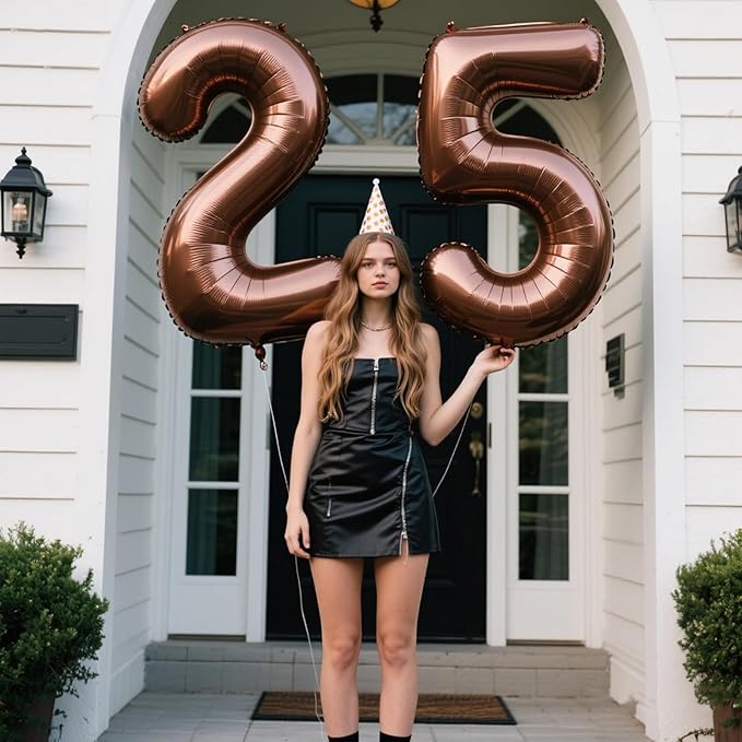 40 Inch Dark Brown Balloon Number 5 Balloon Chocolate Jumbo Mylar Foil Helium Balloon for 15 25 35 50 Big Giant Jumbo Huge Foil Mylar Balloons 55th 65th Birthday Balloons Men Women Party Decorations