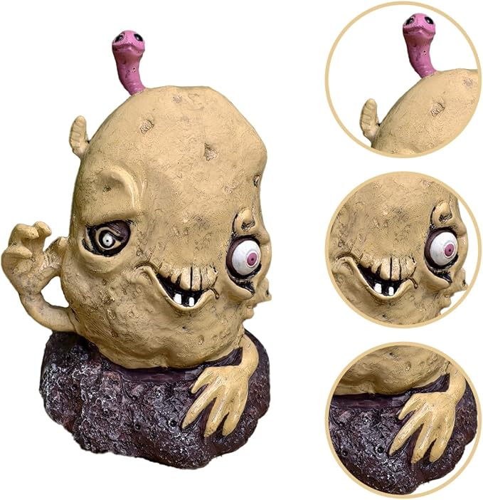 Halloween Vegetable Zombie Statue,Realistic Carrot Potato zombie Garden sculpture,Halloween Garden Decor,Outdoor Decorations for Patio Yard Walking Dead Zombie Gnome Graveyard Décor (Potato（A）)
