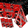 3pcs Ninja Birthday Tablecloths,Ninja Birthday Party Decoration Karate Theme Table Covers Waterproof Rectangle for Kid Master Birth-Day Party Supplies