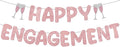 Breling Pre Strung Happy Engagement Banner Glitter Engagement Party Decorations for Congratulations Engaged Wedding Shower Signs Decor(Rose Gold)