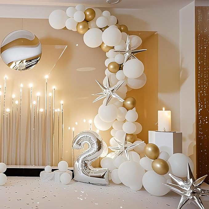 White Balloons Birthday Decorations 30 Pack 18 inch Round Wedding Ballons for White Themed Wedding Graduation Birthday Party Backdrop 4th of July Decorations Independence Day