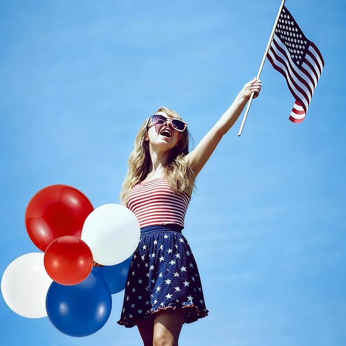 30Pcs Red White and Blue Balloons - MAQIHAN 4th of July Decorations Independence Day Patriotic Anniversary Globos Para Decoracion De Fiestas Balloons for Birthday Party Ballons Decoration 12 Inch