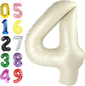 Numbers Balloon, 40 Inch Foil 4 Balloons for Birthday Party Decoration, Cream Number 4 Ballon for 4, 14, 24, 40 Celebration, Birthday, Christmas, Anniversary Decor