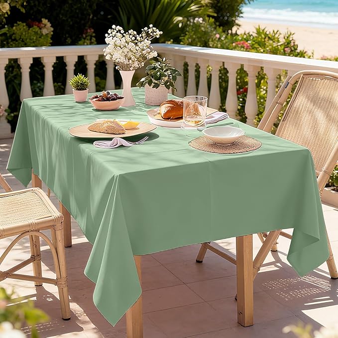 Oigco Sage Green Tablecloth - 3 Pack 54" × 108" Rectangle Disposable Sage Green Table Cloth, Waterproof Plastic Table Cover for Party, Wedding, Holiday & Gathering Use