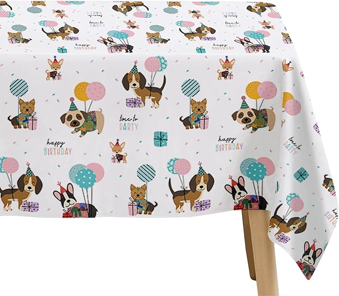 Dog Birthday Decorations Tablecloth, Disposable Puppy Dog Party Supplies Table Cover for Birthday Baby Shower, 3 Pack, 86in x 55in