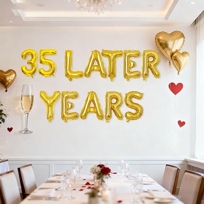 Gold 35 Years Later Letter Balloons 16in Balloon Foil Letter Decorations Party Decor Gold Letter Balloons 35 Years Later Party Supplies
