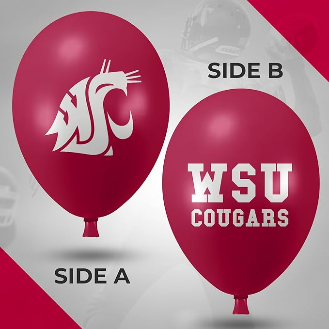Washington State Cougars Balloons 10 Pack 11" Official Licensed Logos, Helium Quality Latex Balloons, Perfect for College Football Team Celebration, Decorated Front and Back by Westrick