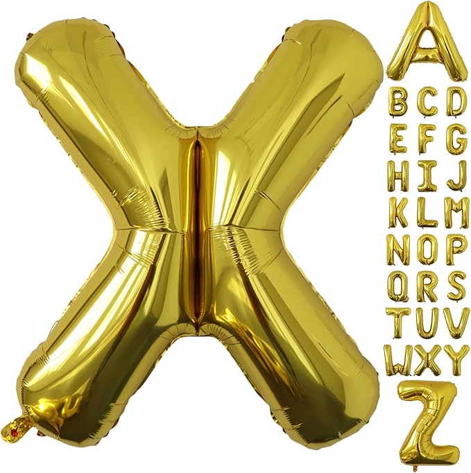Letter Balloons Gold Party Balloon - 40 Inch Large Gold Letter X Balloon, Letter Balloon Birthday Decorations, Balloon for Women Men Anniversary Party Decorations Supplies