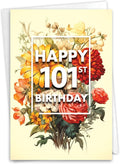 NobleWorks 101th Birthday Milestone Greeting Card with 5 x 7 Inch Envelope (1 Card) Flowers For Milestones - 101 C10581MBG