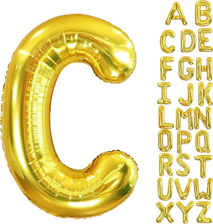 40 Inch Letter Foil Balloons Gold for Graduation, Birthday, Wedding Decorations Jumbo Photo Backdrops Big Alphabet C