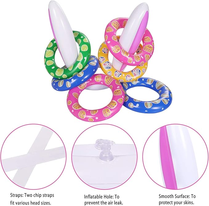 Max Fun Easter Bunny Inflatable Ring Toss Games for Kids Easter Indoor Outdoor Party Games Carnival Toss Game for Easter Party Favors