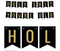 Andaz Press Faux Gold Glitter on Black Birthday Party Banner Decorations, Holy Shit You're Old, Approx 5-Feet, 1-Set, Birthday Milestone Colored Hanging Pennant Decor