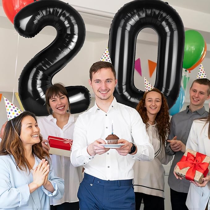 Number 2 Balloons 40 Inch Large Helium Foil Mylar Balloons For Birthdays Party Decorations/Wedding/Anniversary/Graduations/Baby Shower (Black)