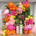 Tropical Flamingo Balloons Arch Garland Kit, 159Pcs Hot Pink Yellow Orange Latex Balloons with Flamingo Foil Balloon for Hawaiian Luau Summer Beach Birthday Party Supplies
