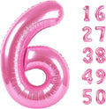 Pink Large 6 Number Balloons 40 Inch Big Foil Helium Number Balloons 6 Jumbo Happy 6 16 26 Mylar Birthday Party Decorations for Girl Anniversary Party Supplies