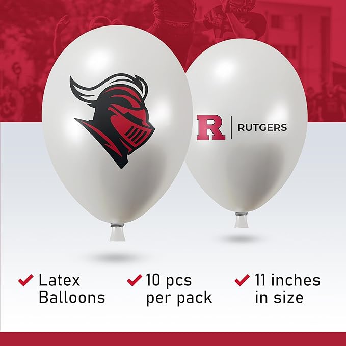 Rutgers Balloons 10 Pack 11" Official Licensed Logos, Helium Quality Latex Balloons, Perfect for College Football Team Celebration, Decorated Front and Back by Westrick